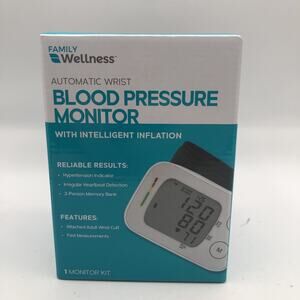 Family Wellness Automatic Wrist Blood Pressure Monitor W/ Inflation